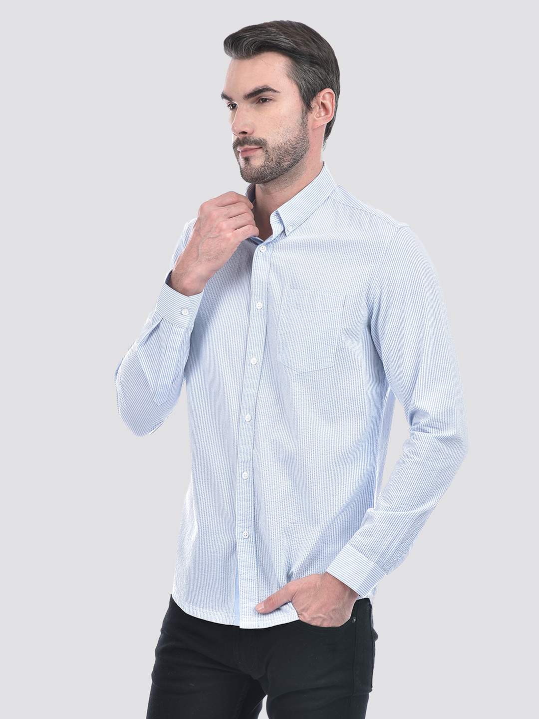 Numero Uno Men Subtle Striped Shirt